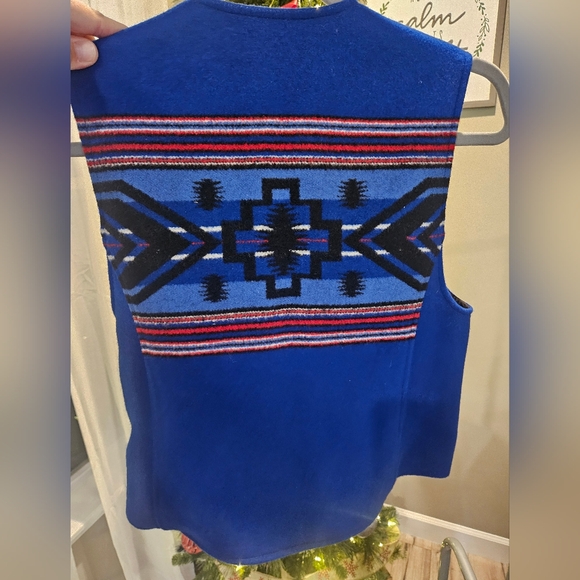 Vintage Pendleton Blue Wool Metal Button Vest Made in USA Southwest Design XS/S - Picture 6 of 6